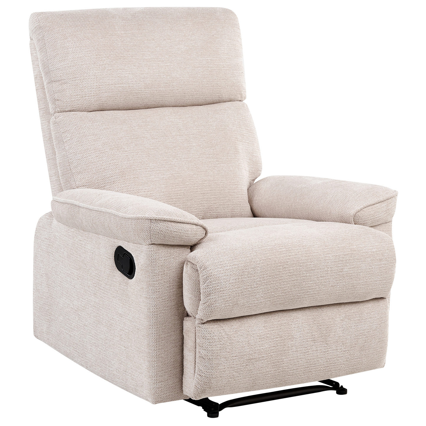 Fabric Armchair With Footrest Beige Polyester Modern
