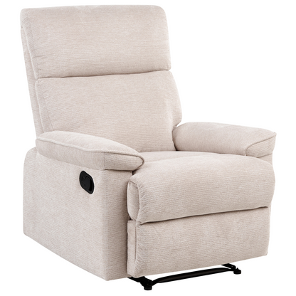 Fabric Armchair With Footrest Beige Polyester Modern