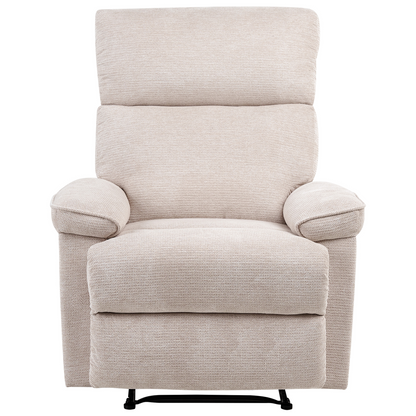 Fabric Armchair With Footrest Beige Polyester Modern