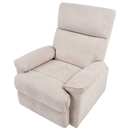 Fabric Armchair With Footrest Beige Polyester Modern