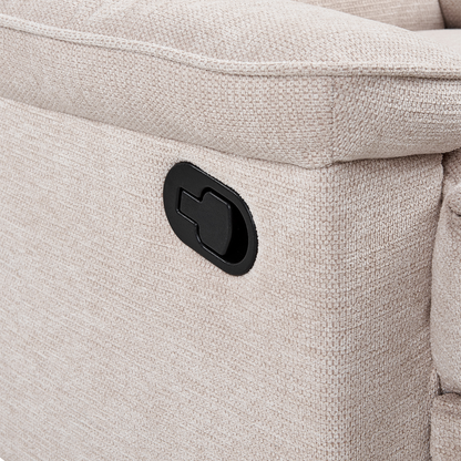 Fabric Armchair With Footrest Beige Polyester Modern