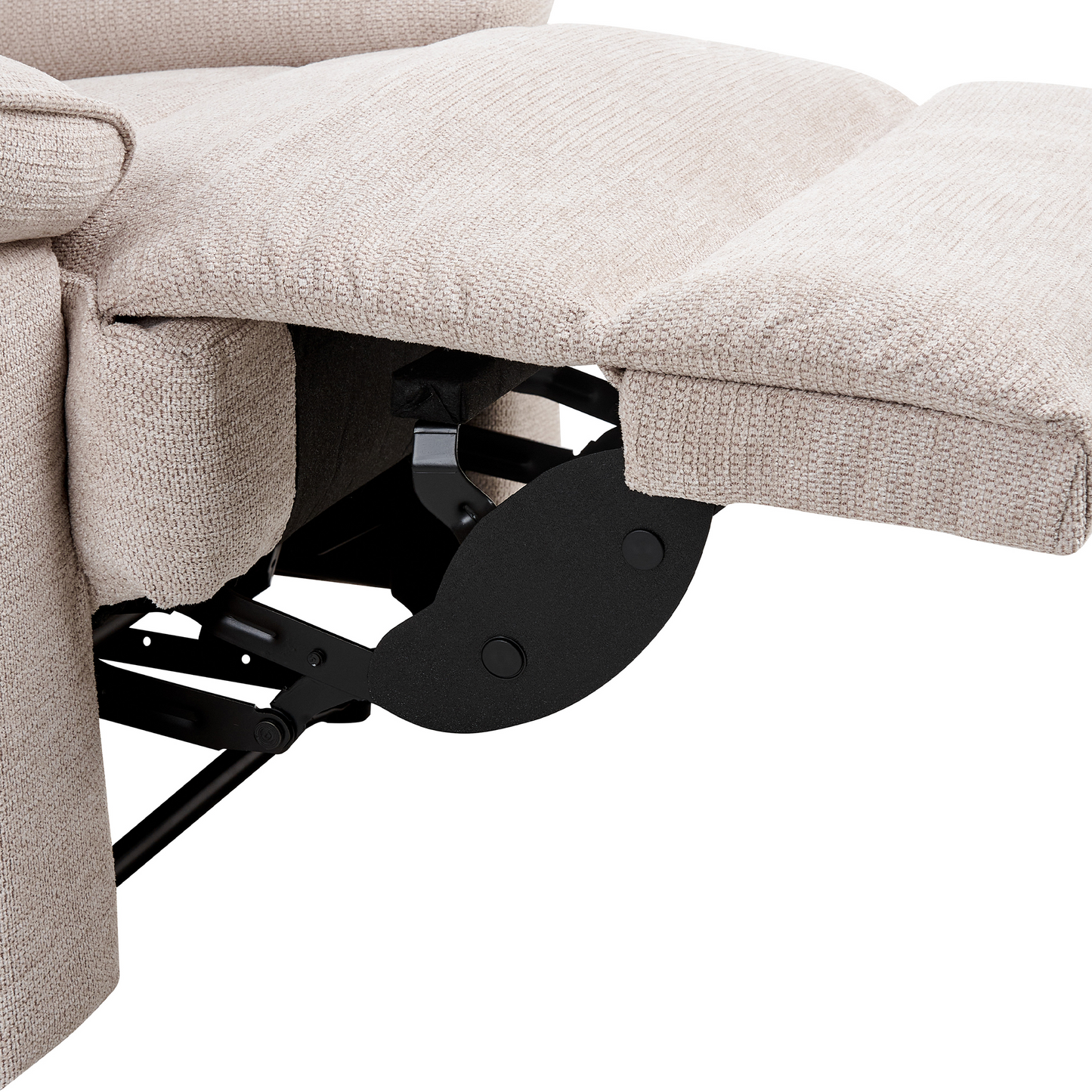 Fabric Armchair With Footrest Beige Polyester Modern