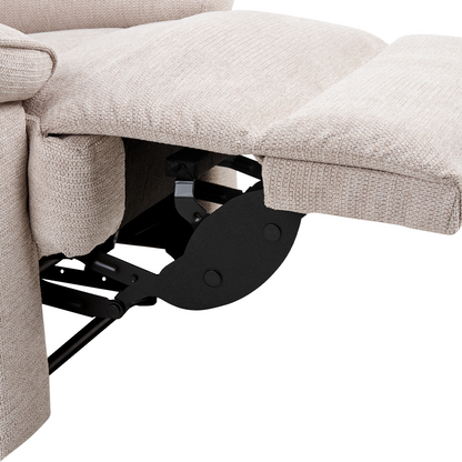 Fabric Armchair With Footrest Beige Polyester Modern