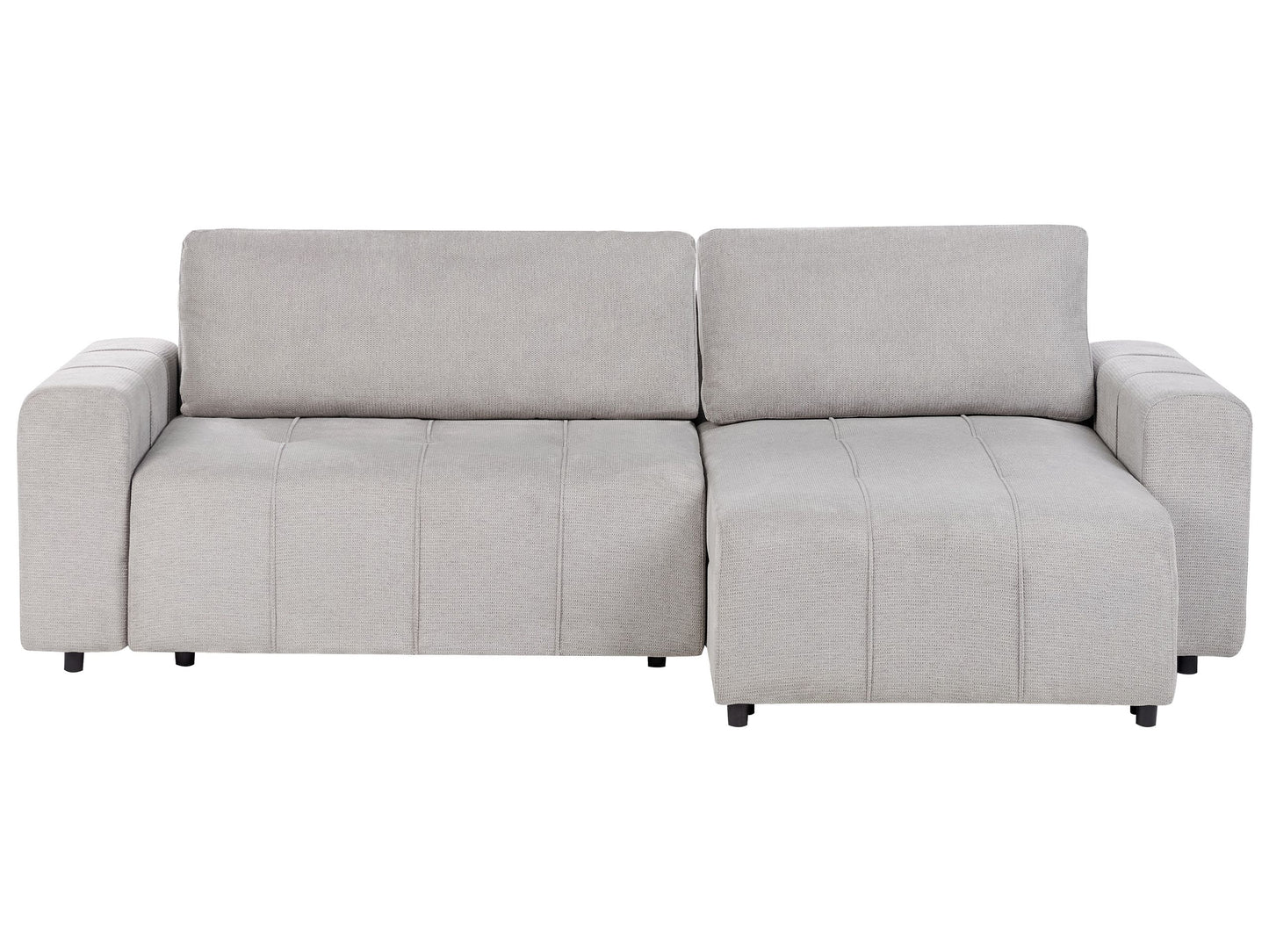 3 Corner Seater Sofa Bed Left Handed Light Grey Fabric With Built In Storage Unit