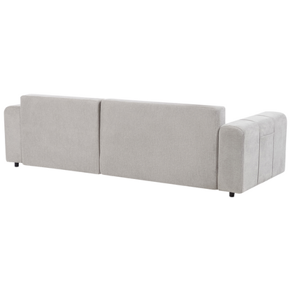 3 Corner Seater Sofa Bed Left Handed Light Grey Fabric With Built In Storage Unit