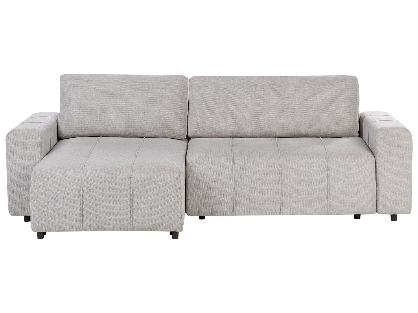 3 Seater Sofa Bed Right Handed Light Grey Fabric Storage
