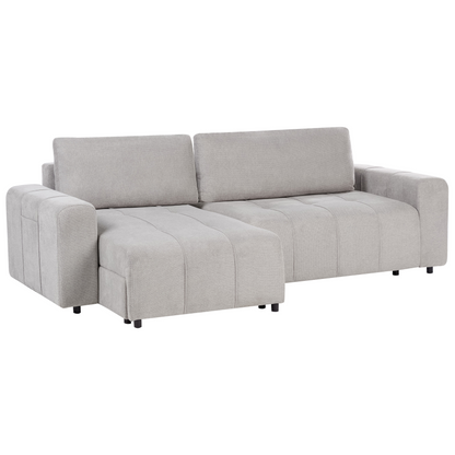 3 Seater Sofa Bed Right Handed Light Grey Fabric Storage