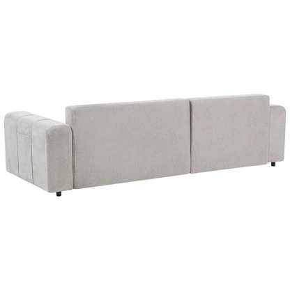 3 Seater Sofa Bed Right Handed Light Grey Fabric Storage