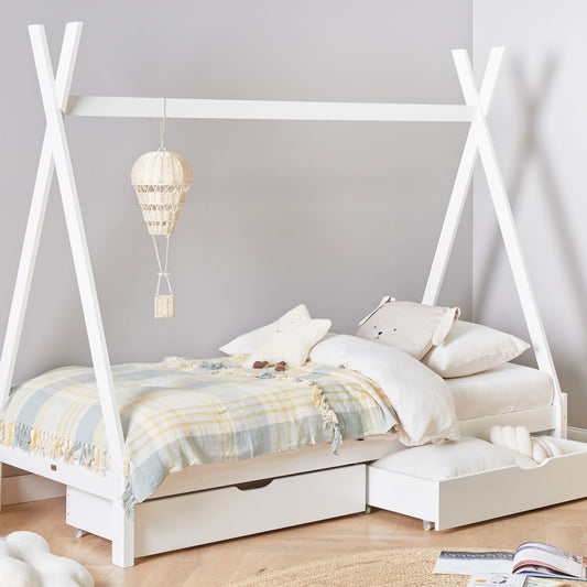 White Solid Wood Underbed Drawers Set Of 2 With Wheels