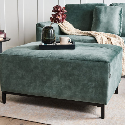 Teal Blue Ottoman Footstool Water Repellent Pet Friendly