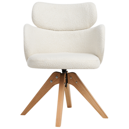 Nordic Home Swivel Dining Chair Light Beige Boucle Curved Backrest