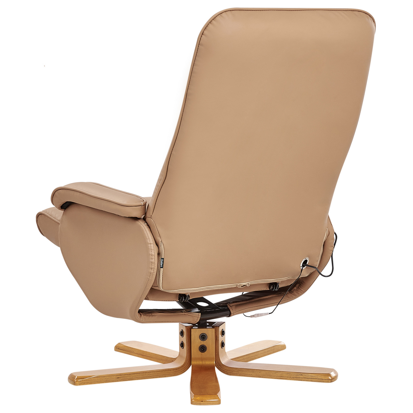 Recliner Armchair Light Brown With Footrest Faux Leather