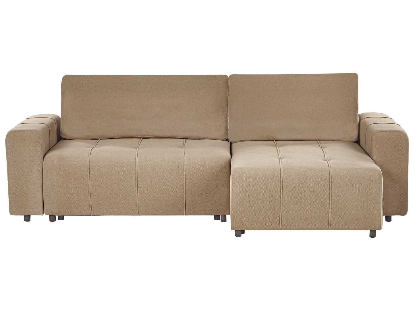3 Corner Left-Handed Sofa Bed with Brown Fabric Storage