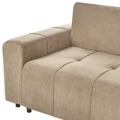 3 Corner Left-Handed Sofa Bed with Brown Fabric Storage