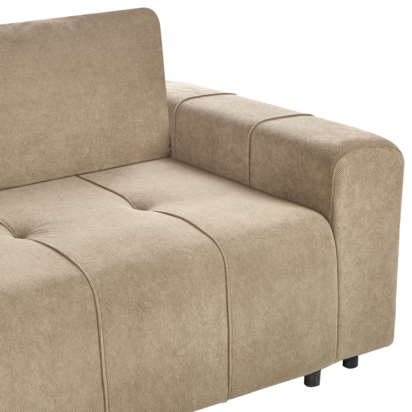 3 Corner Sofa Bed Right Handed Brown Fabric With Storage