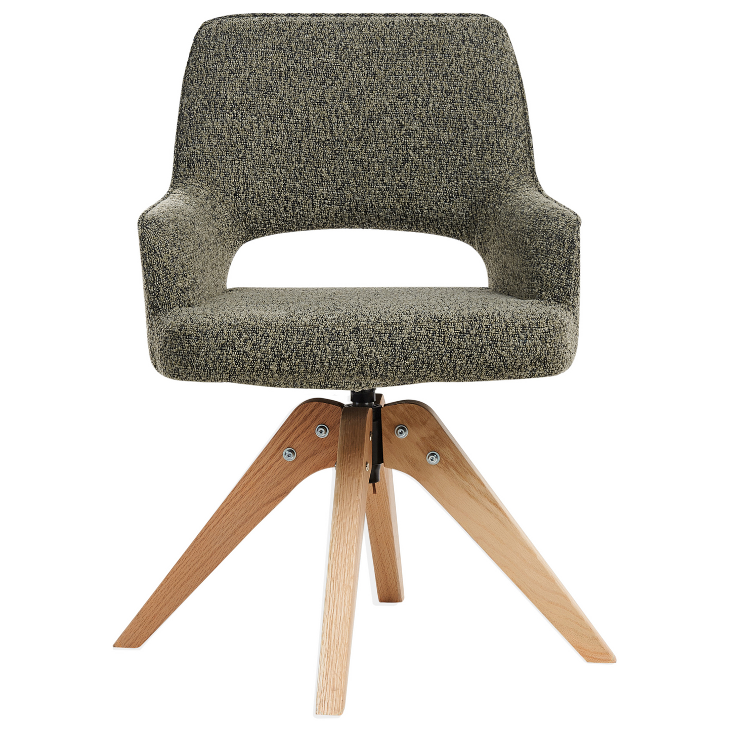 Nordic Nest Swivel Dining Chair Green Boucle Curved Backrest