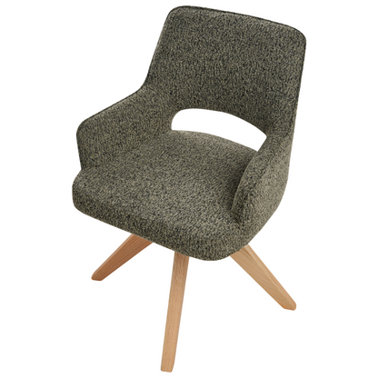 Nordic Nest Swivel Dining Chair Green Boucle Curved Backrest