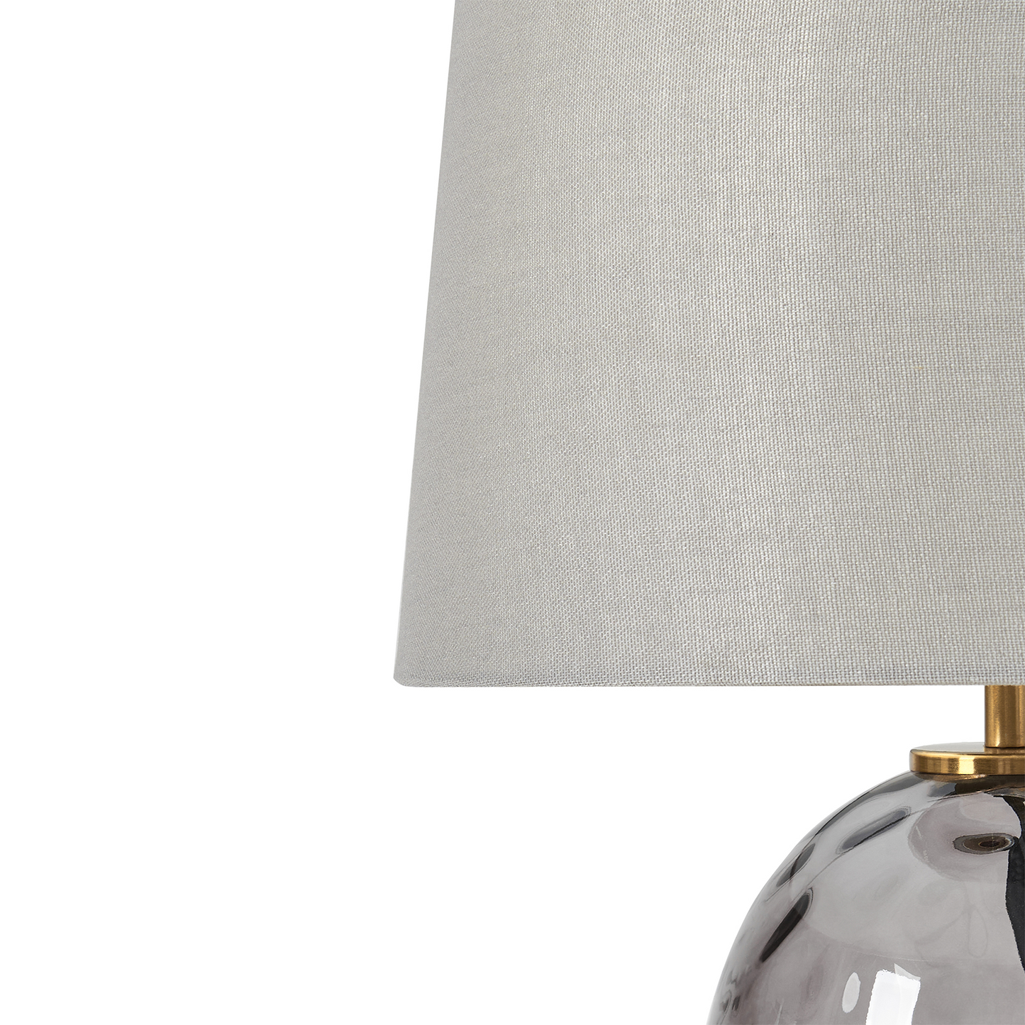 Table Lamp Smoked Glass Base Grey Fabric Shade