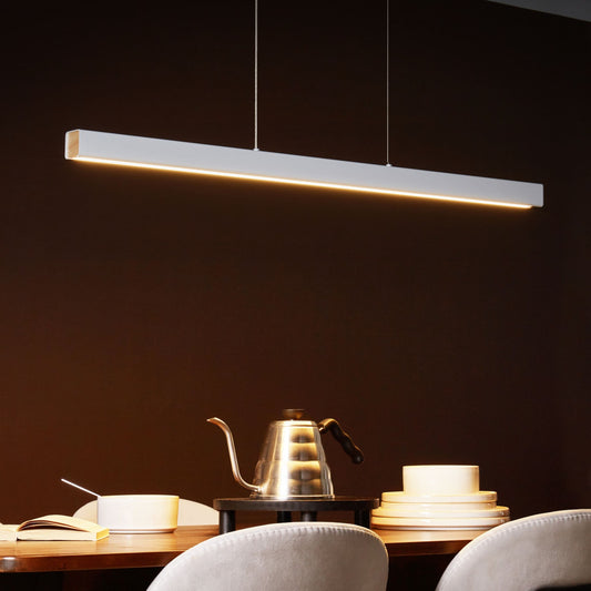 Lighting Pendant Lamp White Aluminium Rubberwood Shade Iron Base With Remote Control Integrated LED