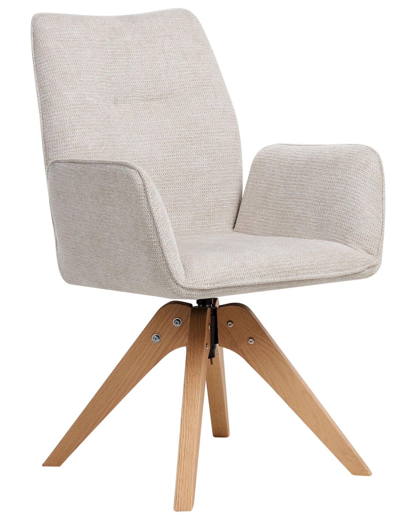 Swivel Dining Chair Light Beige Linen With High Back