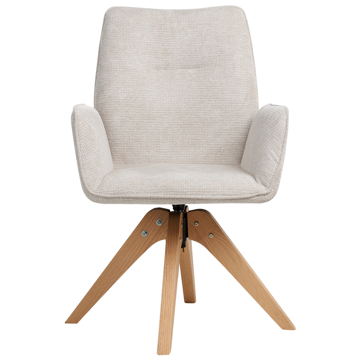Swivel Dining Chair Light Beige Linen With High Back