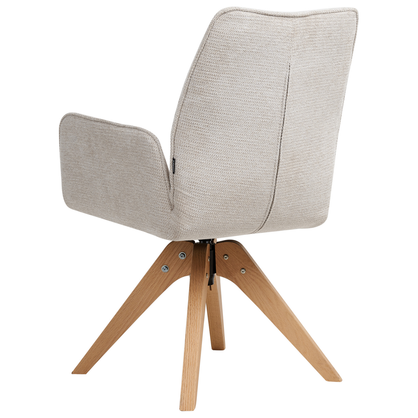 Swivel Dining Chair Light Beige Linen With High Back