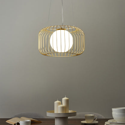 1 Light Pendant Gold Cage Wire Iron Ceiling Light Industrial Style Living Room