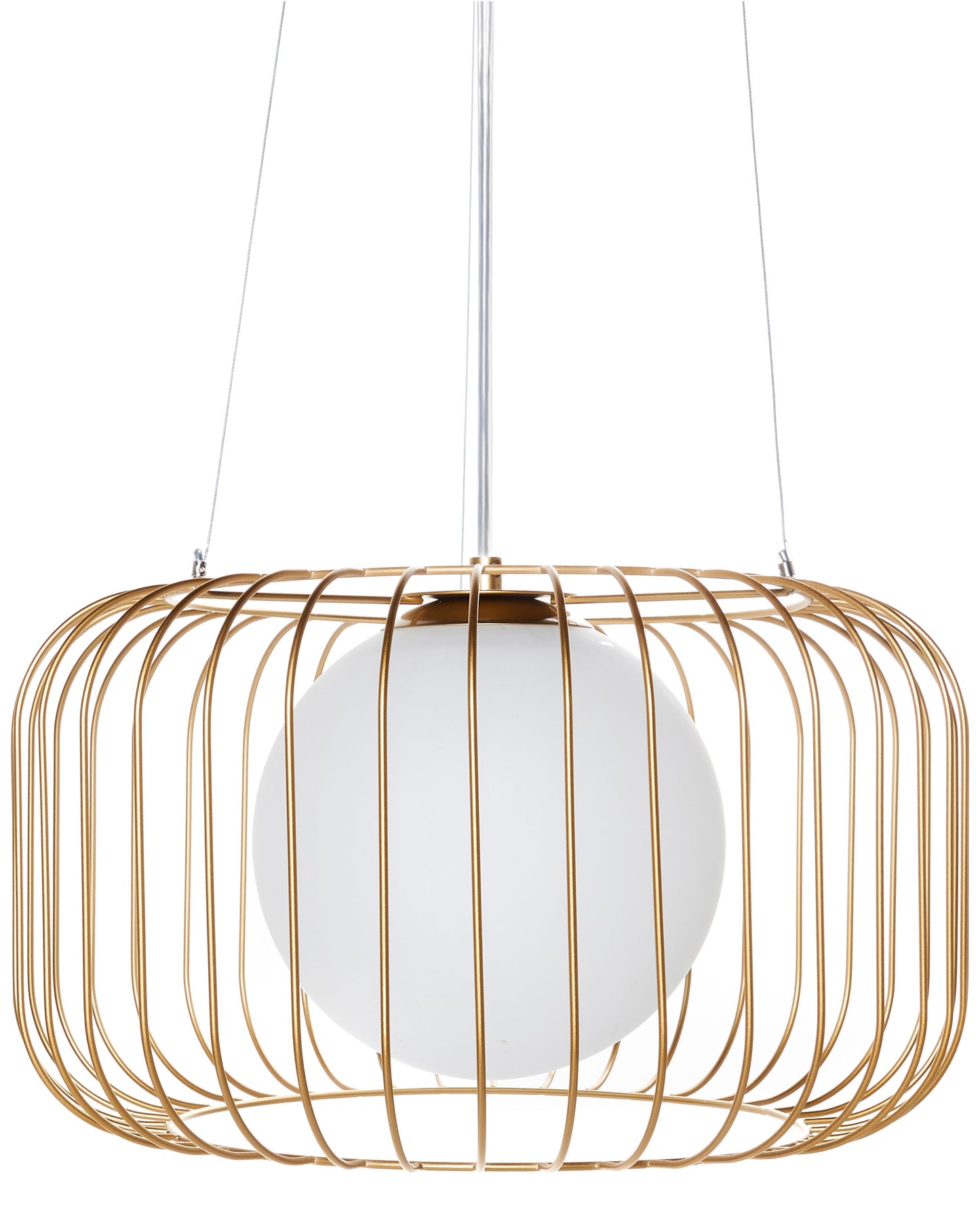 1 Light Pendant Gold Cage Wire Iron Ceiling Light Industrial Style Living Room