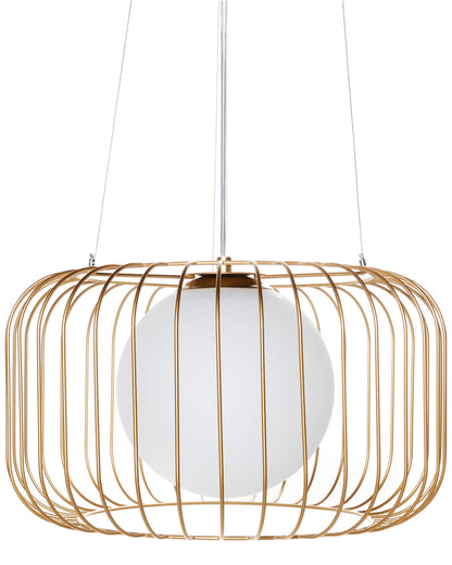 1 Light Pendant Gold Cage Wire Iron Ceiling Light Industrial Style Living Room