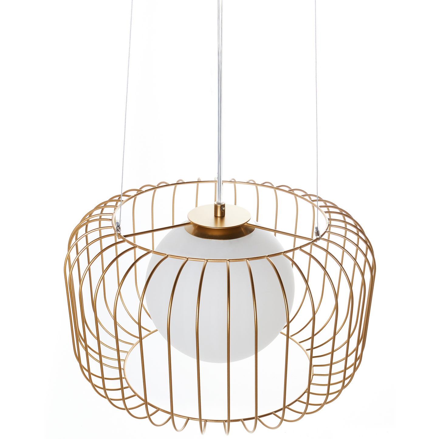 1 Light Pendant Gold Cage Wire Iron Ceiling Light Industrial Style Living Room