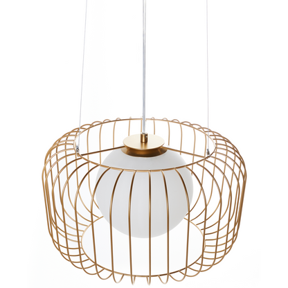 1 Light Pendant Gold Cage Wire Iron Ceiling Light Industrial Style Living Room