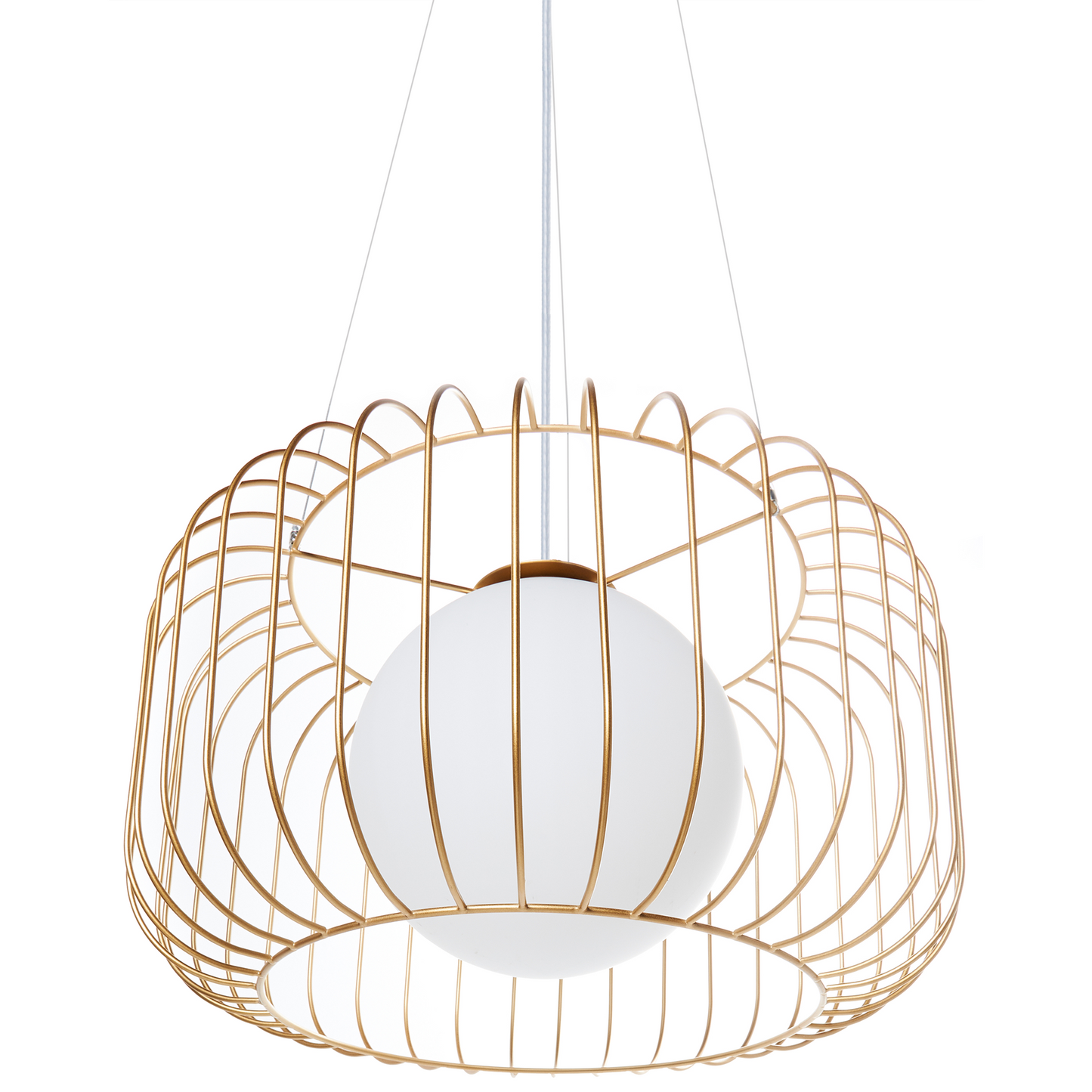 1 Light Pendant Gold Cage Wire Iron Ceiling Light Industrial Style Living Room