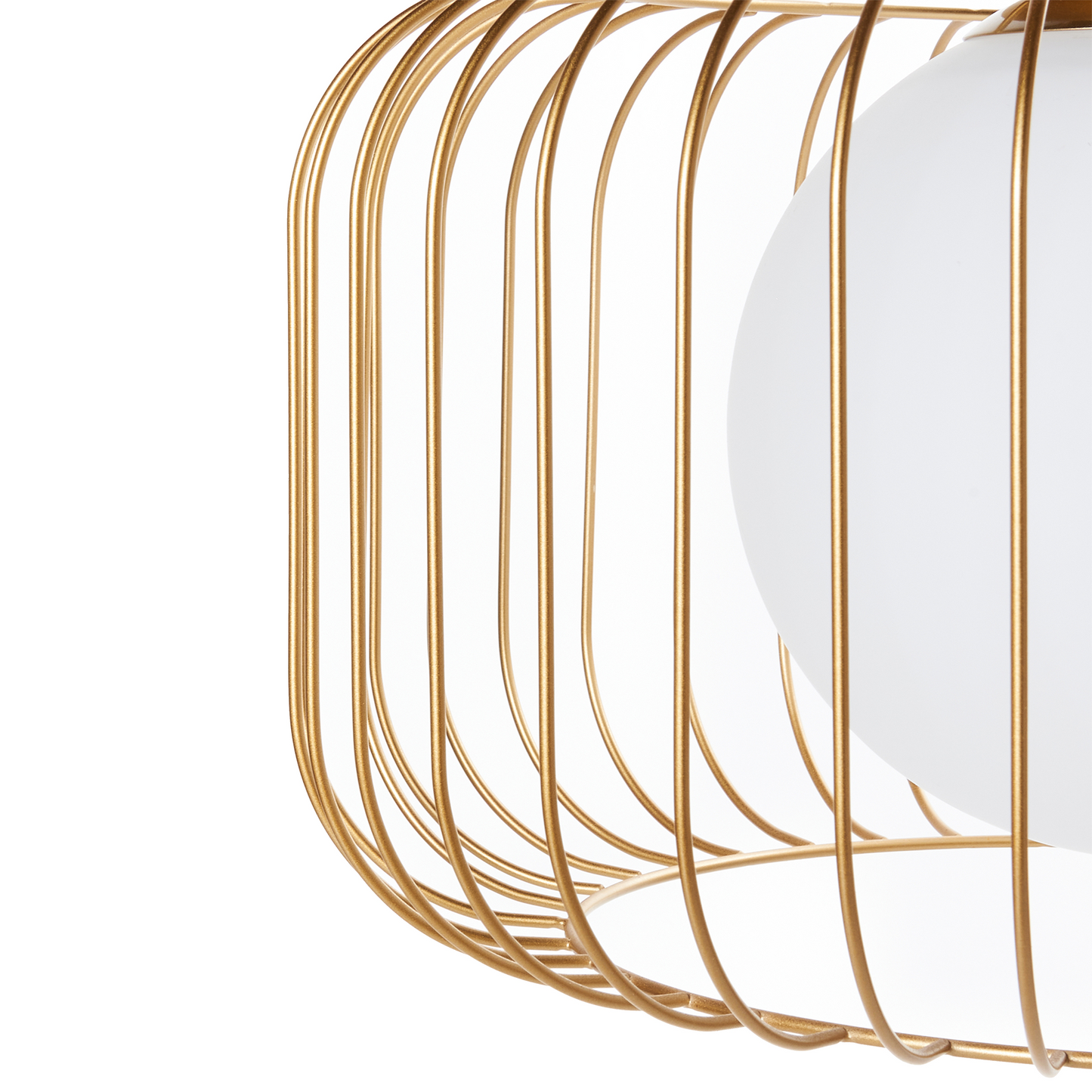 1 Light Pendant Gold Cage Wire Iron Ceiling Light Industrial Style Living Room