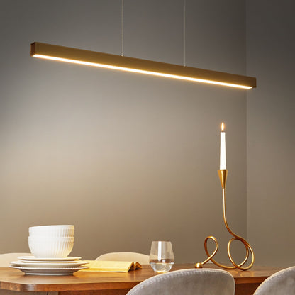 Pendant Lamp Gold Aluminum Rubberwood Shade with Remote LED