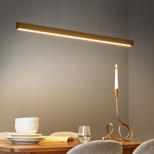 Pendant Lamp Gold Aluminum Rubberwood Shade with Remote LED