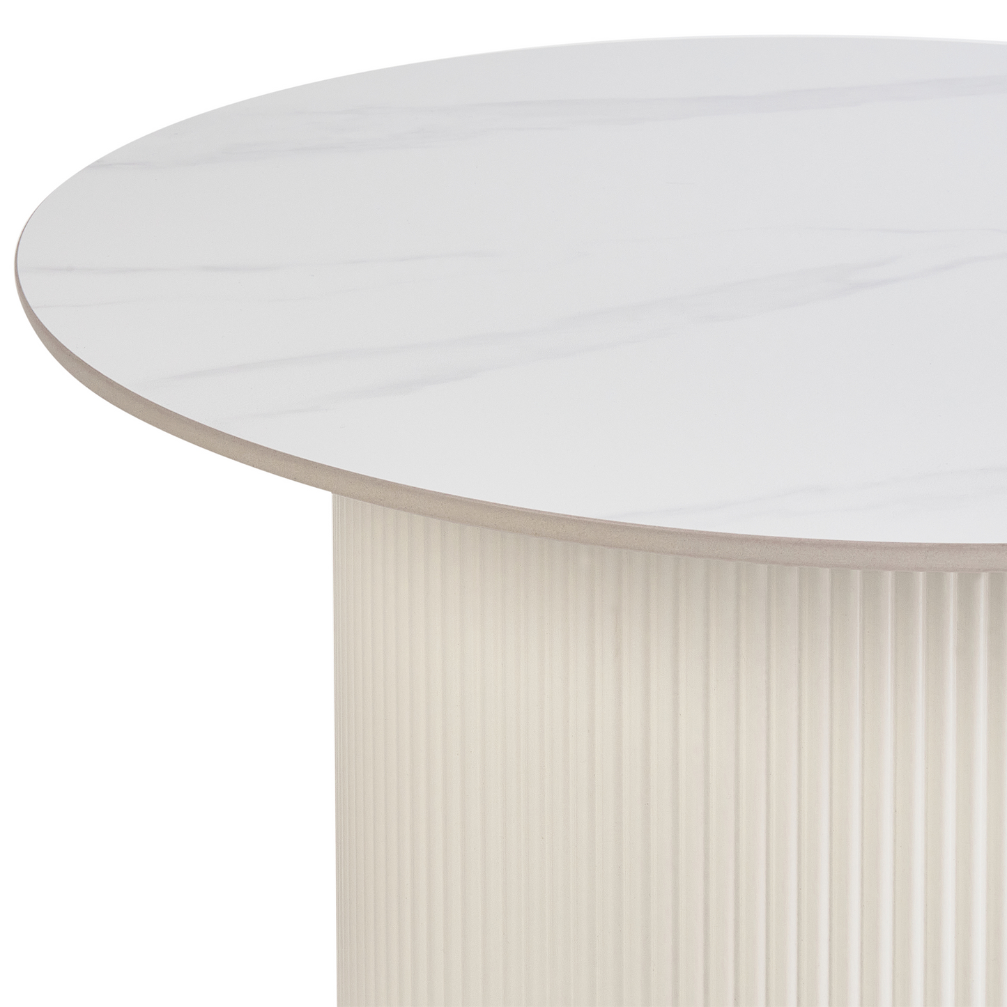 Coffee Table 70cm Round Light Beige Sintered Stone Top