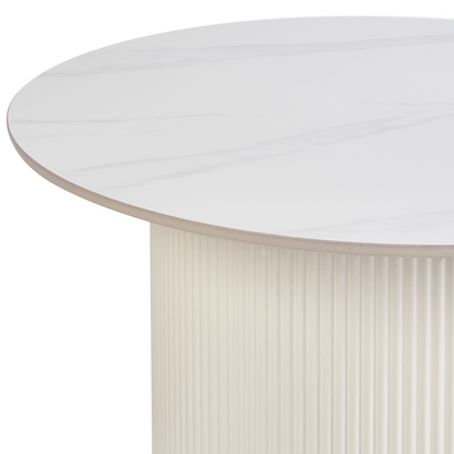Coffee Table 70cm Round Light Beige Sintered Stone Top