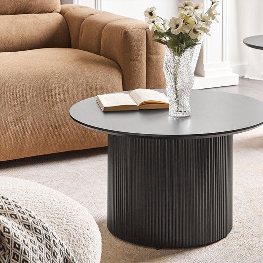 AeroLiving Modern Coffee Table Black MDF Top and Metal Base 50 cm