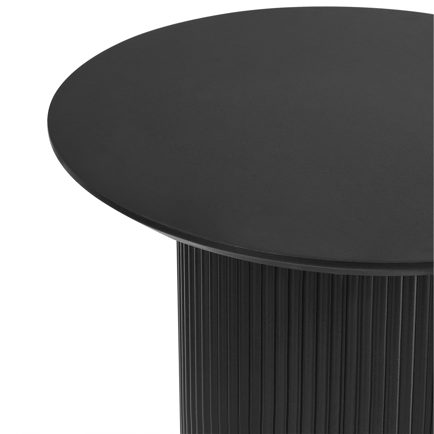 Lumina Side Table Black MDF Top Ribbed Metal Base 50 cm