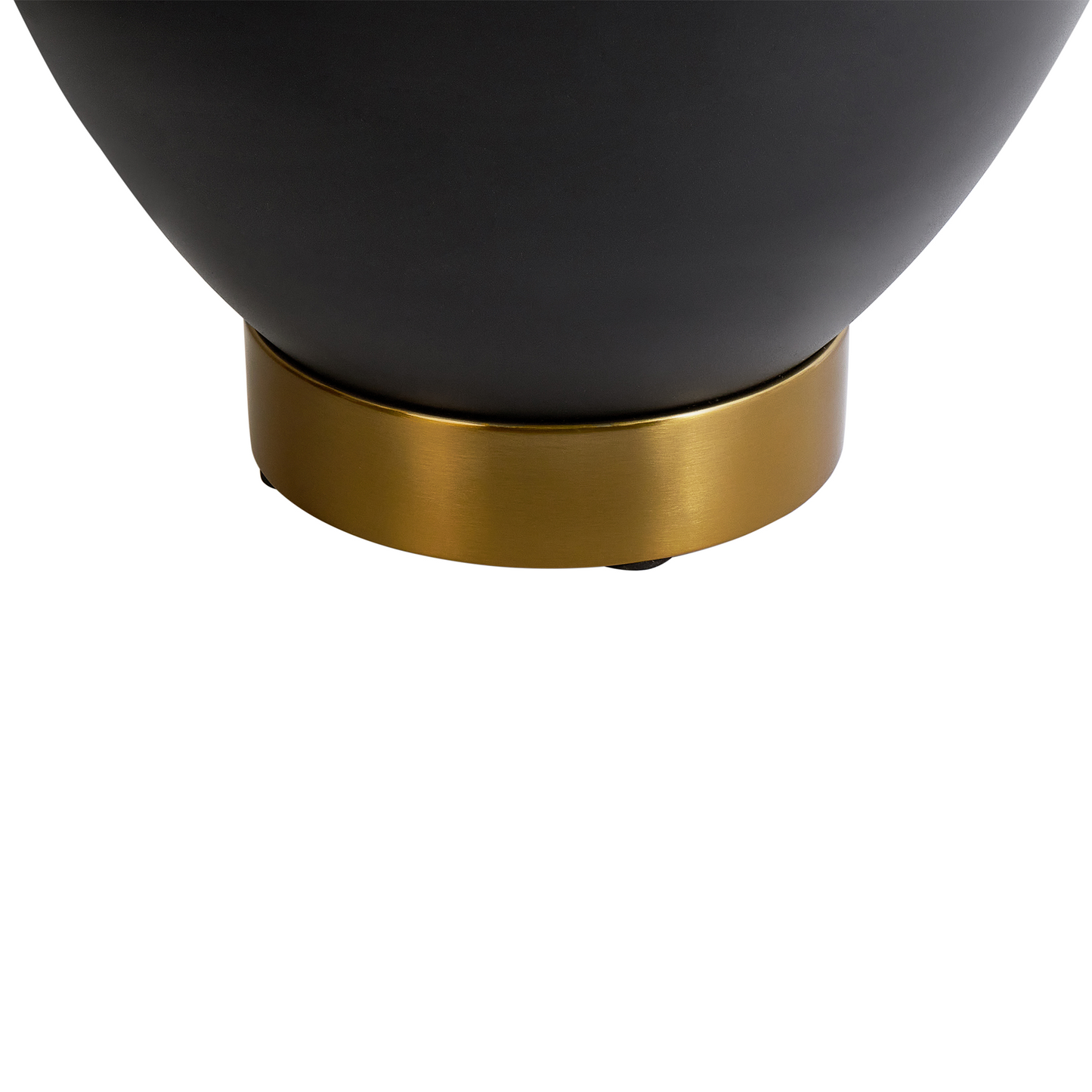 Side Table White Sintered Stone Top Black Metal Base 48cm Diameter with Hidden Storage and Gold Accent