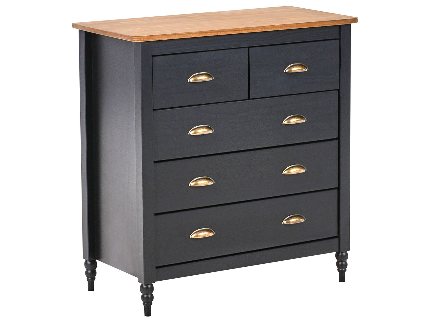 Sideboard Black 5 Drawer Chest Storage Unit