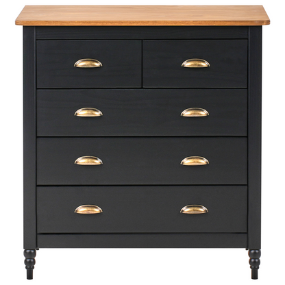 Sideboard Black 5 Drawer Chest Storage Unit