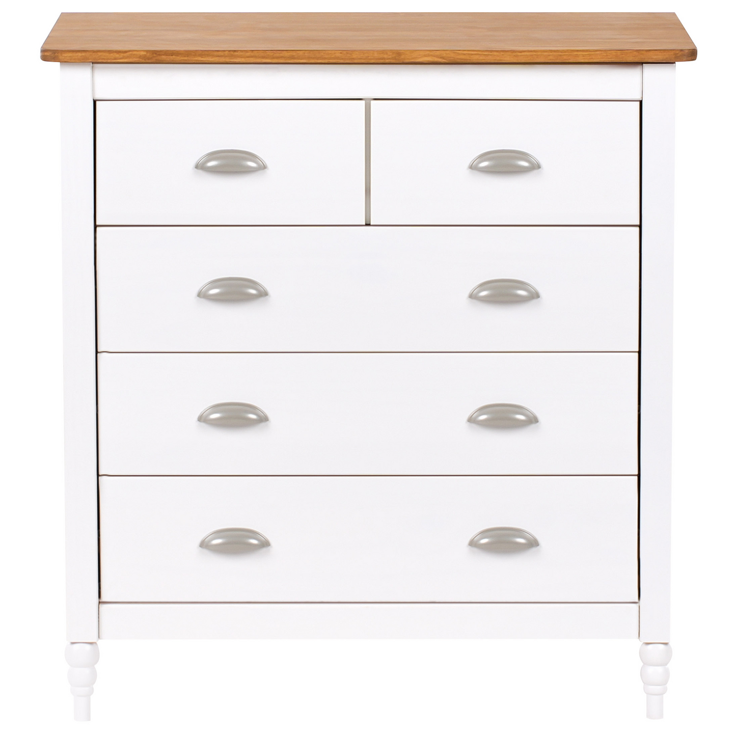 Sideboard White 5 Drawer Chest with Wooden Top