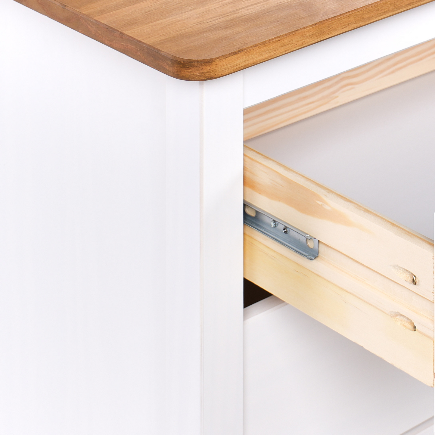 Sideboard White 5 Drawer Chest with Wooden Top