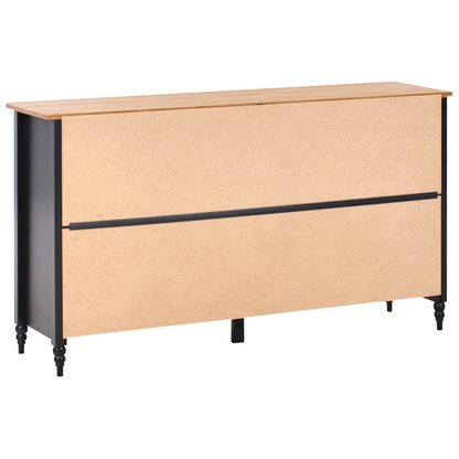 Nordic Luxe Sideboard Black 2 Door 4 Drawer Cabinet With Pine Wood Top Scandinavian Style And Zamak Handles