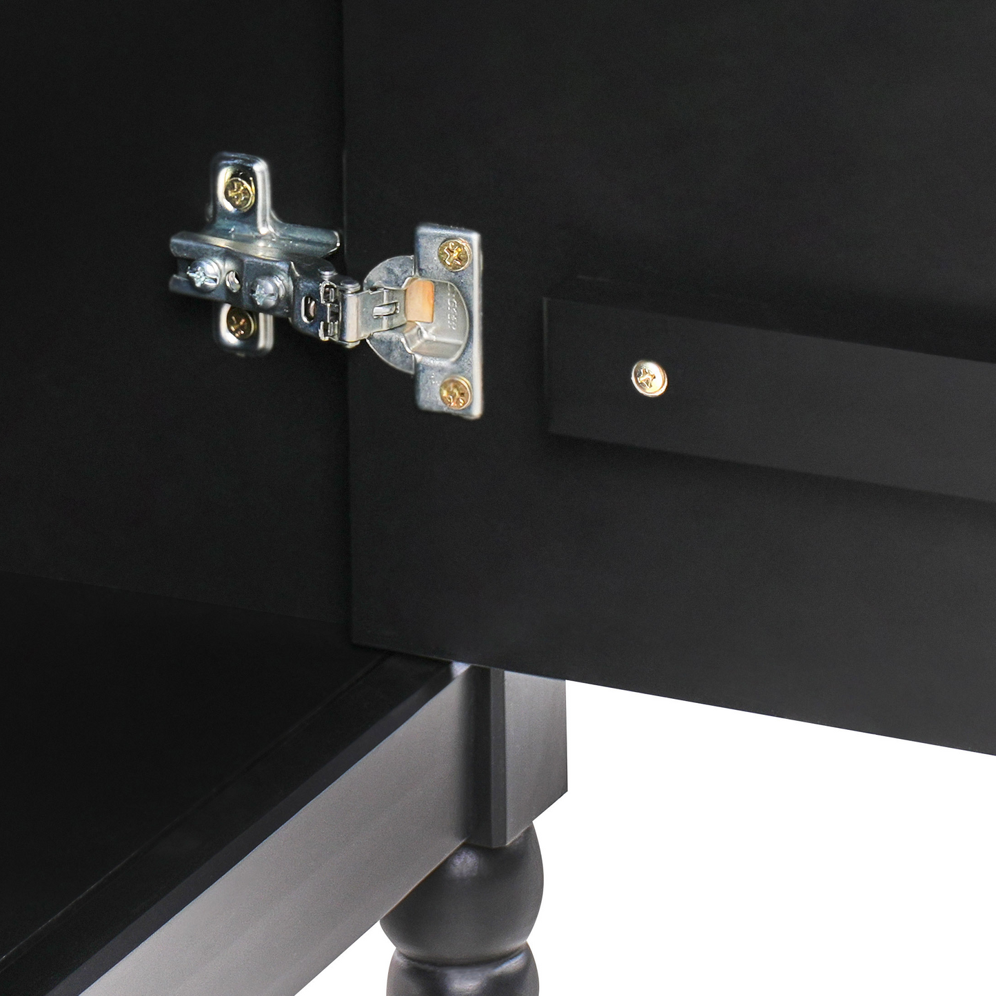 Nordic Luxe Sideboard Black 2 Door 4 Drawer Cabinet With Pine Wood Top Scandinavian Style And Zamak Handles