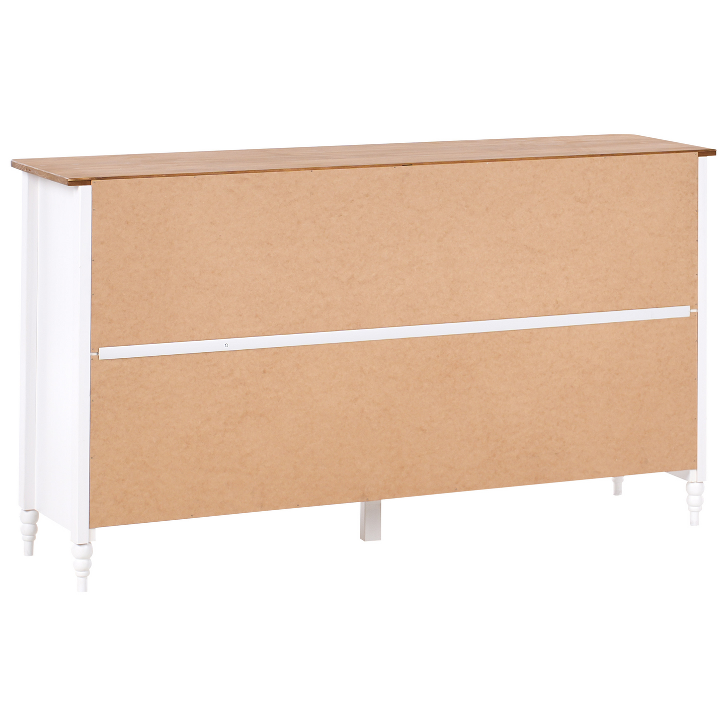 Sideboard White 2 Door 4 Drawer Natural Wood Top
