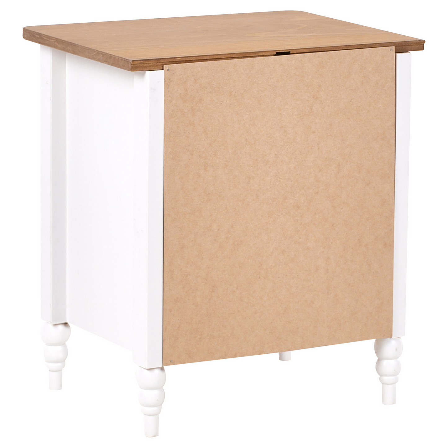Bedside Table Nightstand White and Light Wood 2 Drawers Retro