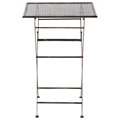 Vintage Garden Bar Table Black Iron Foldable Round For Two