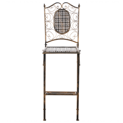 Garden Bar Chairs 2 Pack Black Foldable Distressed Metal